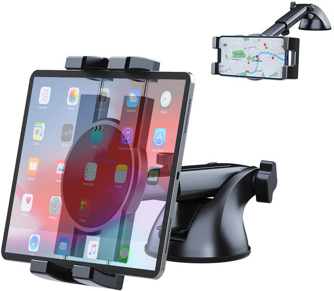 NEXT EDGE 차량용 대시보드 태블릿 거치대 360도 회전 흡착식 아이패드 핸드폰 거치대, 1개, 블랙