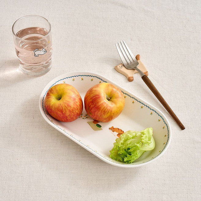 [MODERN HOUSE 중계점] L 우리집뚱냥이 뱀부파이버 타원접시 NK2626001, 1개, 이미지참고