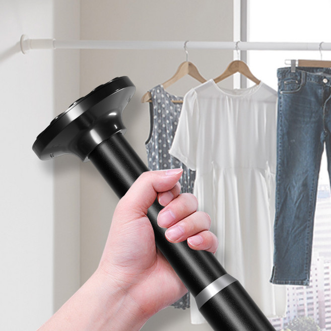 솔트 무지센 다용도 압축봉 초강력 무타공 커튼 옷걸이 행거 샤워커튼 봉, 블랙320(최대 370), 무지센압축봉 블랙320-370