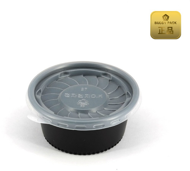 버디팩 90파이 PP 원형 용기 120ml 검정 (소스/국/반찬/포장 전자렌지 사용 가능 일회용), 1000세트, 1개