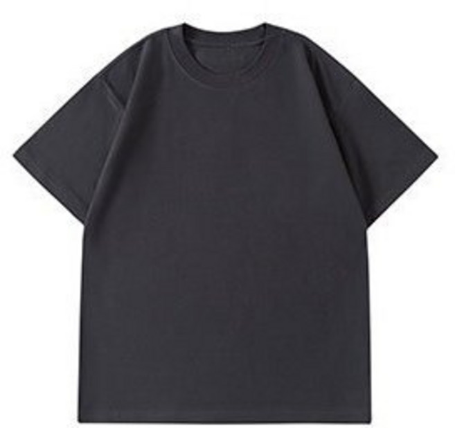 純棉素T 五分袖 落肩寬鬆上衣, 烟灰,M