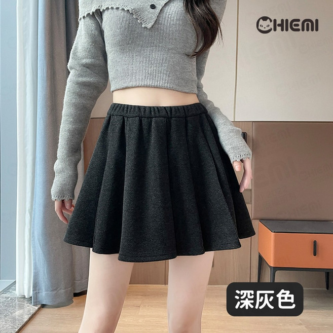 冬季萌系毛呢短裙 百褶裙 超短裙 防走光設計