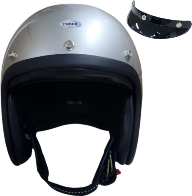 파벨 클래식 소두핏 헬멧 티티앤코 오픈페이스 500TX 스쿠터 오토바이 할리데이비슨, XL, 실버