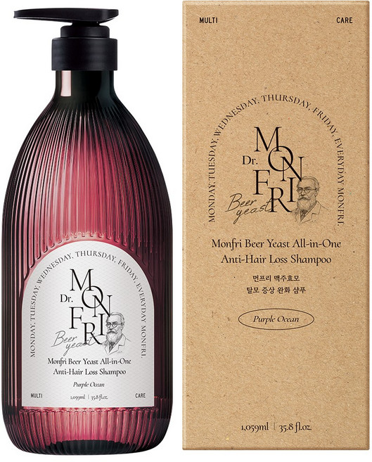 먼프리 대용량 맥주효모 단백질 탈모완화&볼륨 더블케어 퍼퓸 탈모케어 샴푸 퍼플오션향, 1개, 1.059L