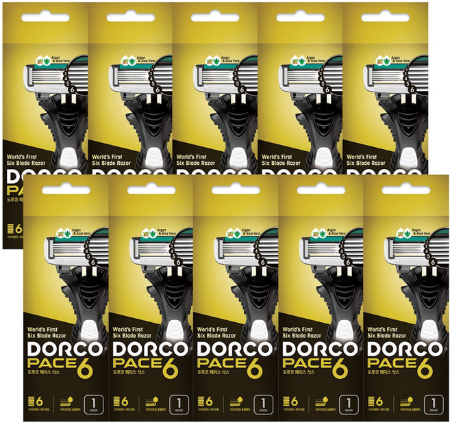 도루코 페이스6 휴대용 면도기 10팩, 10개, 1개입