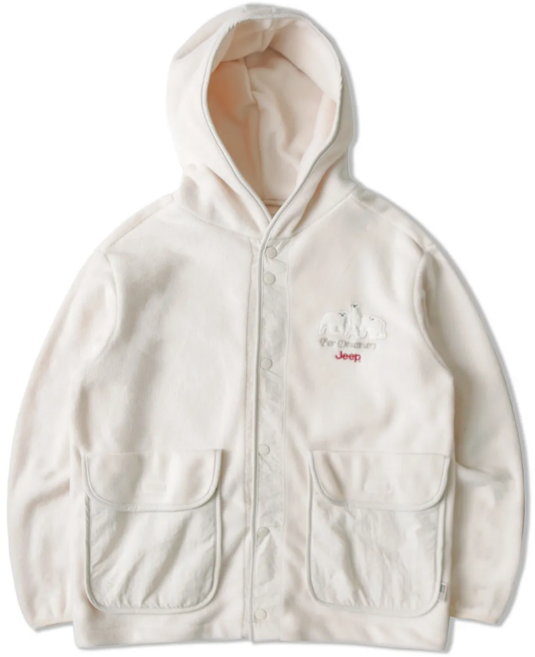 지프 남녀공용 곰세마리 플리스후드자켓 JN4TZU404-아이보리