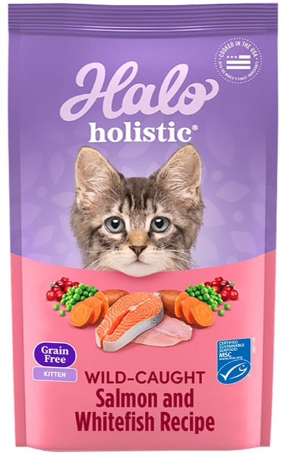 HALO 嘿囉 小包裝 3lb-10lb, 幼貓-無穀野生鮭魚燉白魚3lb, 1個