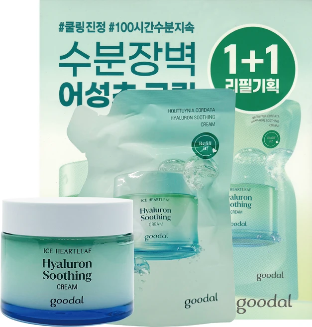 [정품] goodal 모든피부용 | 구달 어성초 히알루론 수딩 크림 75ml 리필 기획 (+75ml 리필), 2개 - 쿠팡