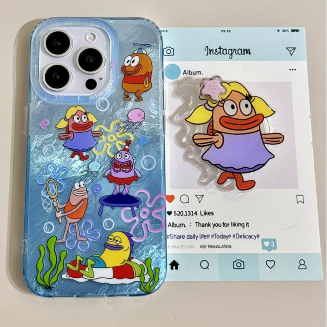 티류으스 스폰지밥 캐릭터 아이폰 케이스 그립톡홀더 폰케이스 맥세이프 호환 케이스