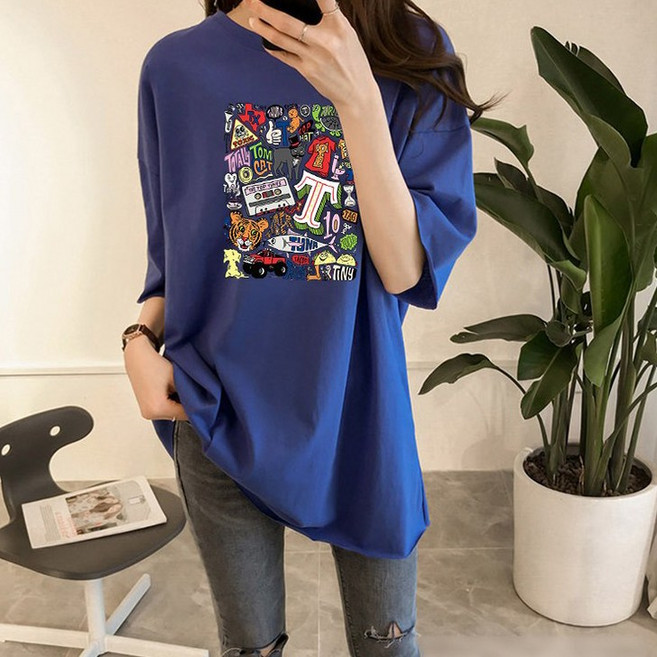 스타일아유 여성용 아기자기 오버핏 반팔 티셔츠[AXG6TS012A]