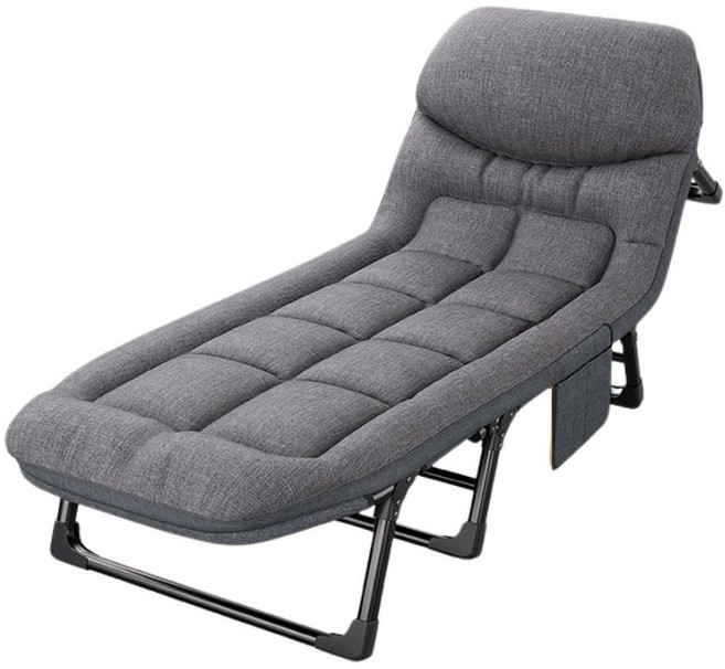 加厚折疊躺椅 180X60CM 舒適床墊, 加大灰色