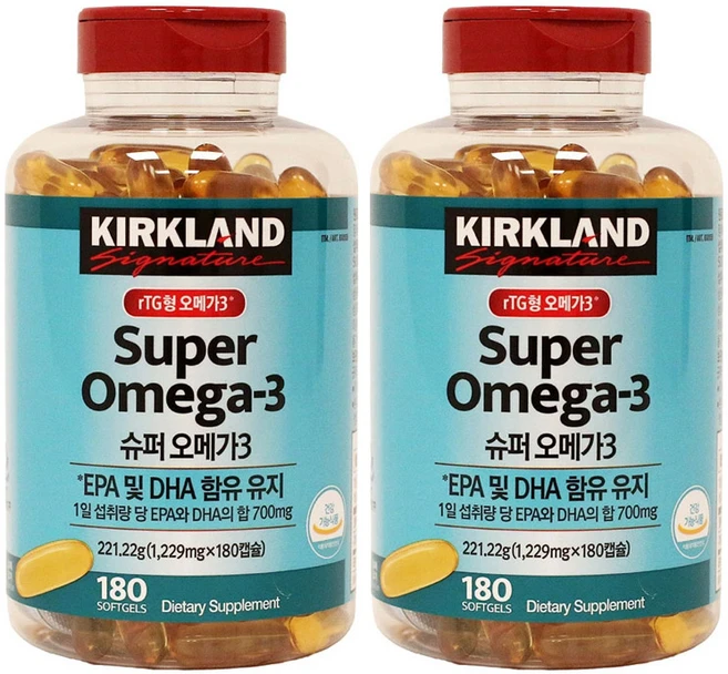 [정품] 커클랜드 슈퍼 오메가3 코스트코 회원전용 프리미엄 영양제 EPA DHA 리넨, 180정, 2개 - 쿠팡
