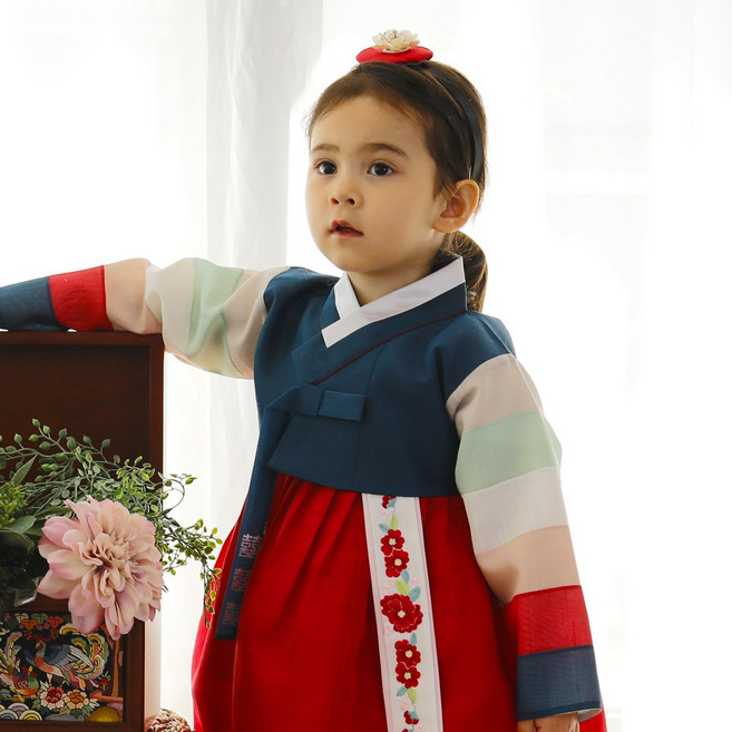 아가명주 여아용 별이 고급 한복세트