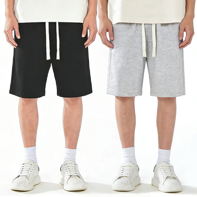 1+1 남자 반바지 여름용 면 트레이닝반바지 고급 반바지 컴포트 츄리닝반바지 골프 면 밴딩 범록-2218