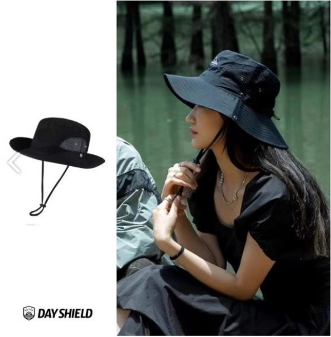 데이실드 빅사이즈 매쉬 사파리 모자, 무지, 블랙