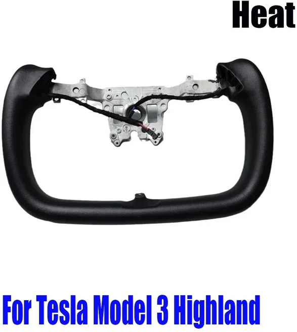 테슬라 모델 3 하이랜드 2025용 350mm 요크 핸들 알칸타라 카 레이싱 액세서리 스티어링 휠, 08 377mm Highland Black