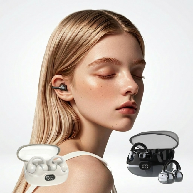 독스 26년 무선이어폰1위 블루투스이어폰 귀걸이형 오픈형, 크롬 블랙, DX-이어클