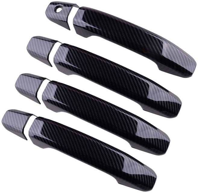 자동차 풍절음 차단 8pcs 사이드 도어 손잡이 커버 트림 장식 ABS 카본 맞 시보레 콜로라도 2015 2016 20