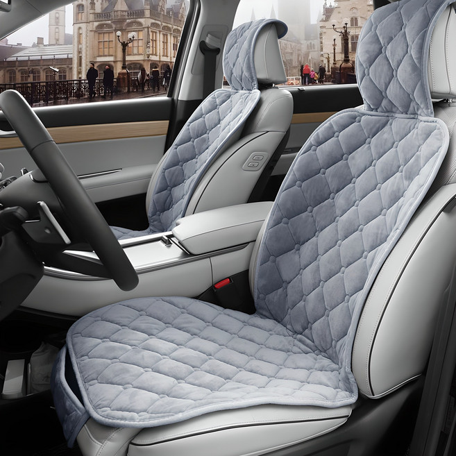 엑스핏 르블랑 초극세사 겨울 시트커버 앞좌석, 그레이, 1개