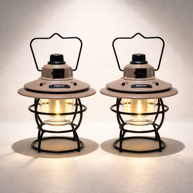 엘린 1+1 캠핑 감성 조명 2종 세트 C타입 충전식 무선 LED 3가지 색상 무드등, 그레이지+그레이지, 1세트