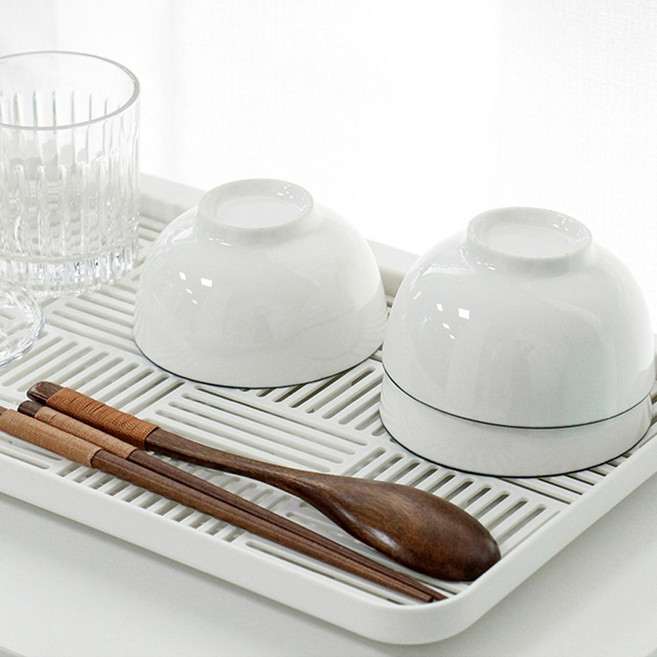필굿리빙 주방 물빠짐 트레이 건조대, 화이트, 1개