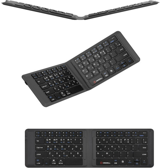 크로셀 C-Flip WALLET 접이식 블루투스 키보드 초경량 아이패드 태블릿 휴대용, 블랙, 제조사축