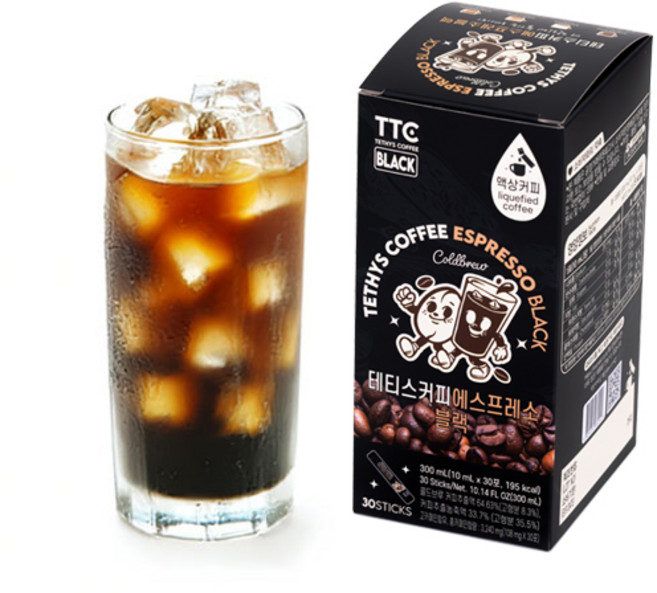 테티스커피 블랙 30포 콜드브루 원액 스틱 더치커피 파우치 고카페인, 1개, 30개입, 10ml