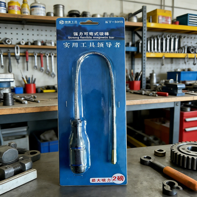 Kuntech 강력 굽힘 가능 자석 막대 유연하게 구부러지는 스프링 자석 막대. 고급스러운 선물 수동 조작 금속 및 플라스틱 소재 DIY 도구 자석 집게 도구, 1개, KT5095-검정색