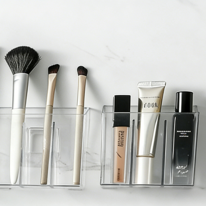 혼반홈 무타공 아크릴 벽선반 벽걸이 선반 아트월 진열대 욕실 화장품 주방 다용도 수납 선반, 1단, 투명