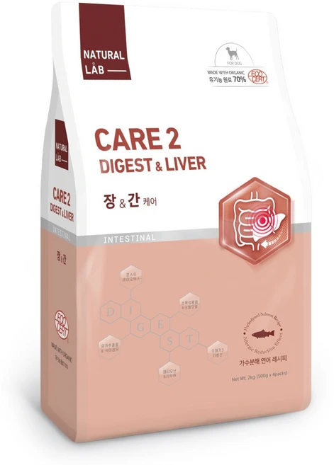 네츄럴랩 강아지 케어4 유기농 기능성 사료, 간+장건강, 2kg, 1개 - 쿠팡