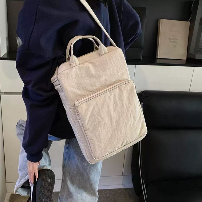 Heyoo 여성 노트북가방 크로스백 태블릿 파우치 서류가방 심플 데일리 손잡이 가방, 1개, 베이지