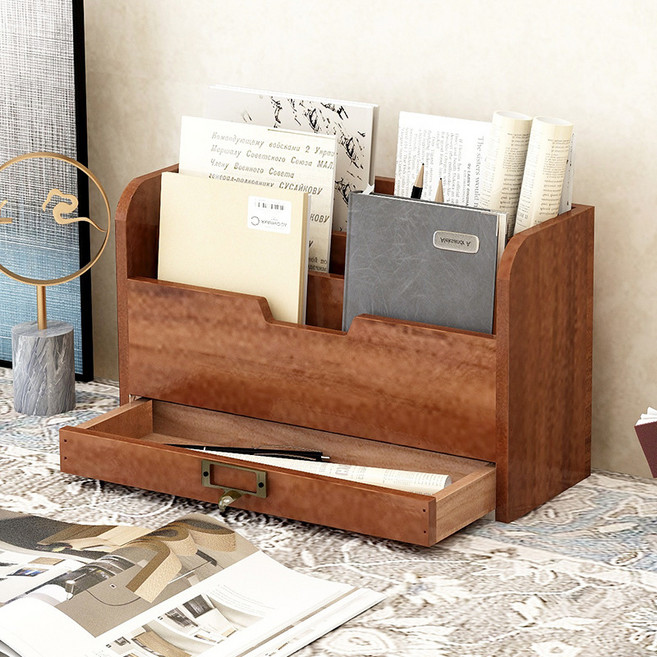 소나무 원목 서류 정리함 파일꽂이 A4 문서보관 데스크 정리 수납함, 1개, 우드