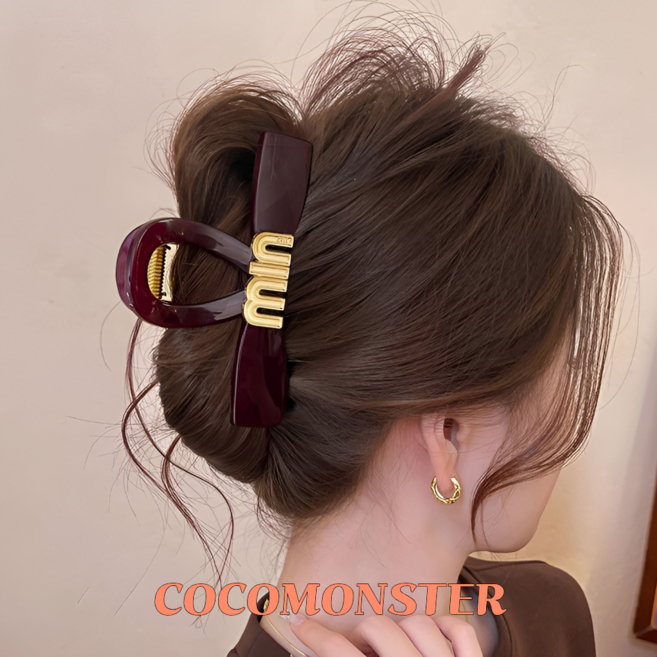 COCOMONSTER 프리미엄 빅골드 고급 올림머리 헤어 집게핀 11cm