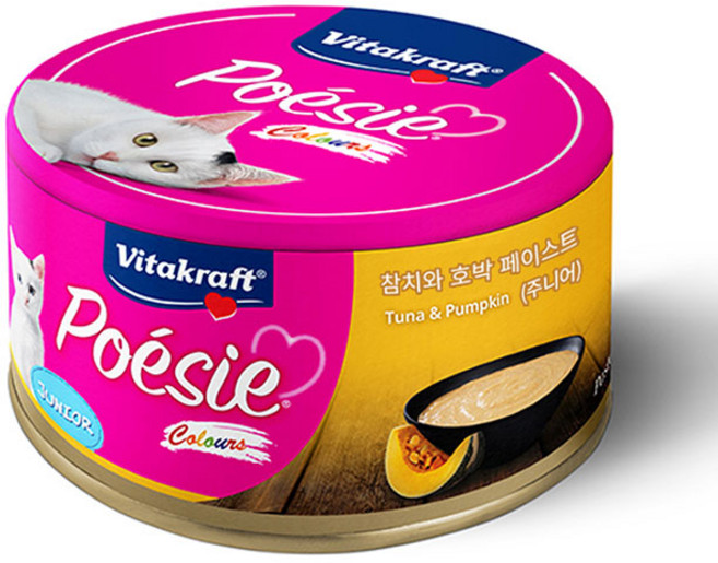 비타크래프트 포에시 컬러스 고양이주식캔, 주니어 참치와 호박 페이스트, 80g, 1개