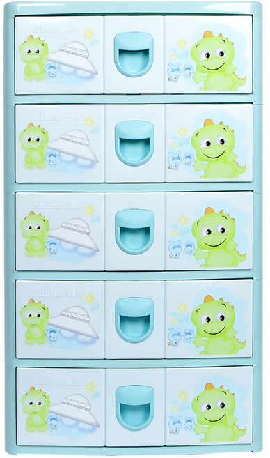 지오리빙 제스티 5단 플라스틱 서랍장, 블루