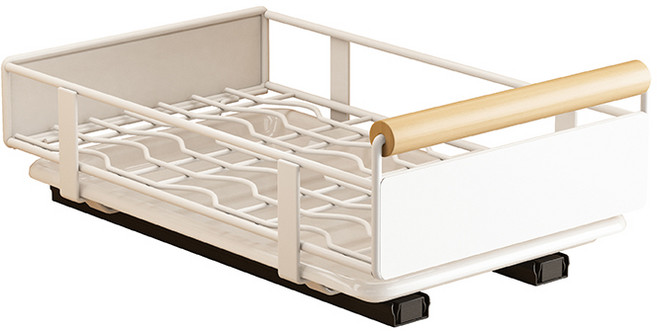 Roomxyd 주방 싱크대 다용도 슬라이딩 레일 선반 그릇 접시 양념통 정리대 수납, 1개