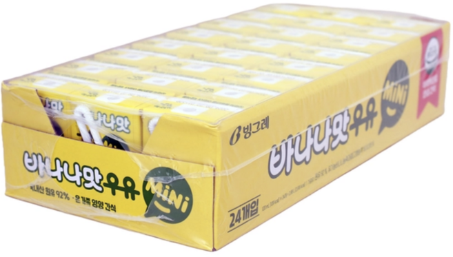 빙그레 바나나 우유 미니 120ml 코스트코 바나나맛 음료 팩우유, 24개