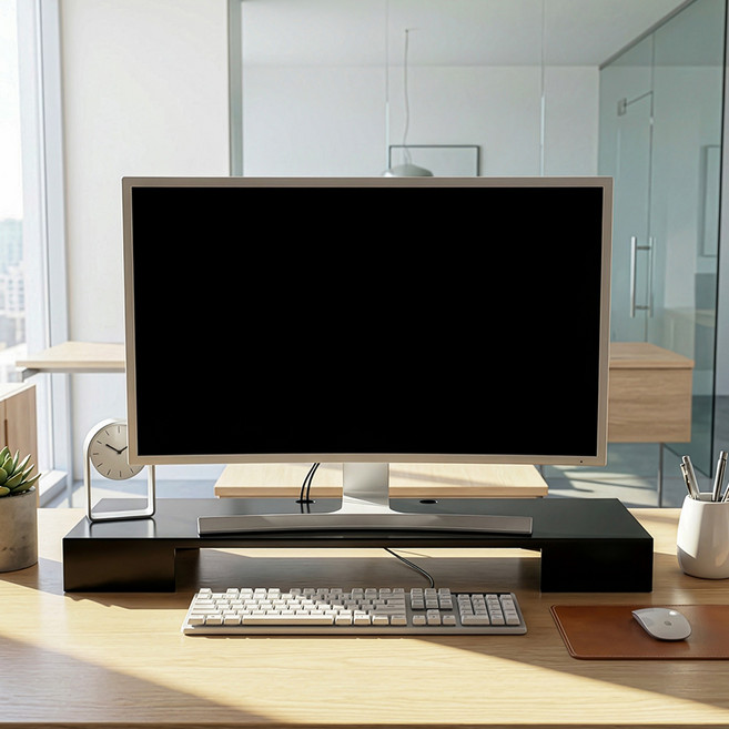 시그니처 메탈 모니터 받침대 책상정리 데스크테리어, 시그니처 모니터 받침대 800 블랙