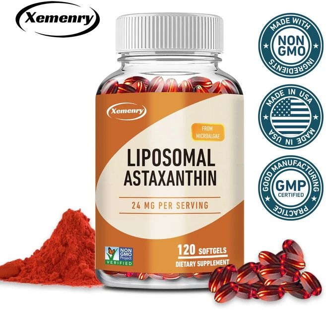리포솜 아스타잔틴 보충제 24 mg 최대 흡수력 비타민 C보다 항산화제 비 GMO 및 글루텐 프리, 1개, 120회분 - 쿠팡