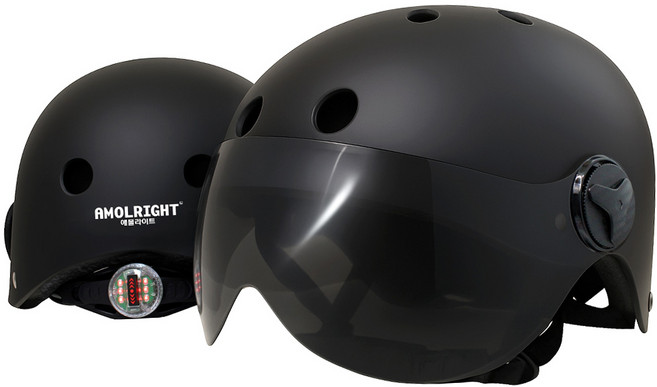 애몰라이트 고글 전기자전거 헬멧 AMH 02 G 전동 킥보드헬멧 자전거 헬멧 후미등, 블랙, 1개