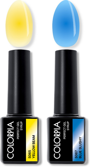칼라피아 원스텝 퍼펙트젤 시럽 젤네일 세트, 1세트, 09. 옐로우빔 + 블루슬러시
