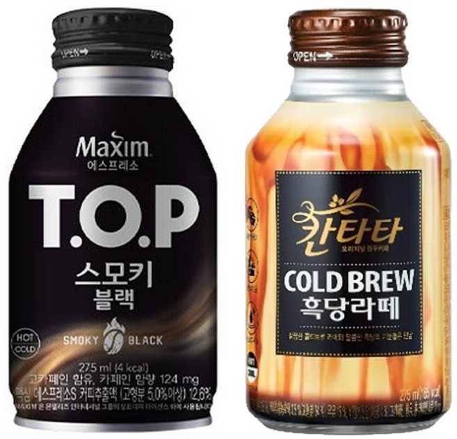 티오피 스모키 블랙 275mlx12캔+칸타타 콜드브루 흑당라떼 275mlx12캔, 1개, 275ml