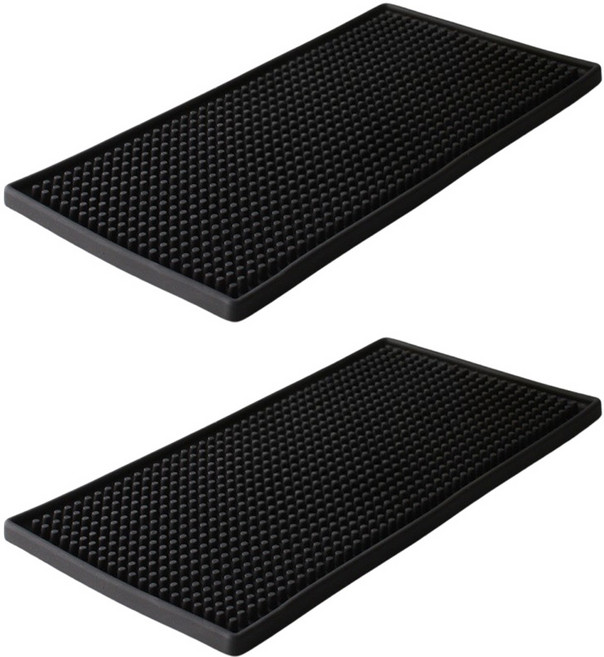 논슬립 칵테일 바매트 2개입 세트 컵 건조 식기 드라잉매트, 2개, 블랙15x30cm, 1단