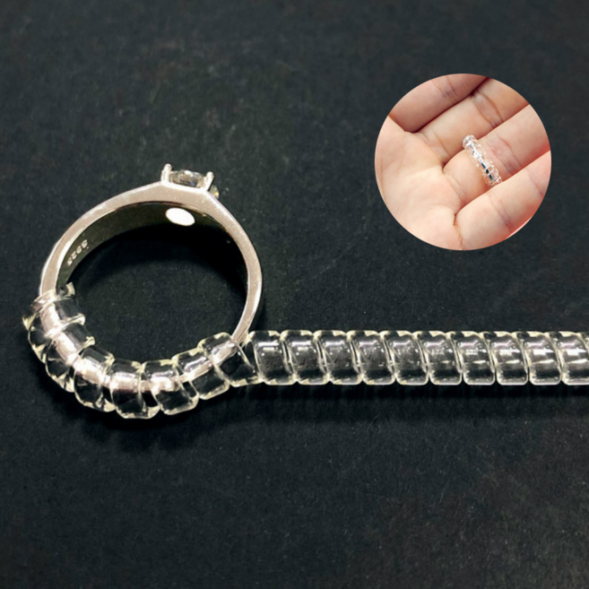 루니바 실리콘 스프링 밴드 반지 사이즈 줄이기 4종 세트, 8개, 투명