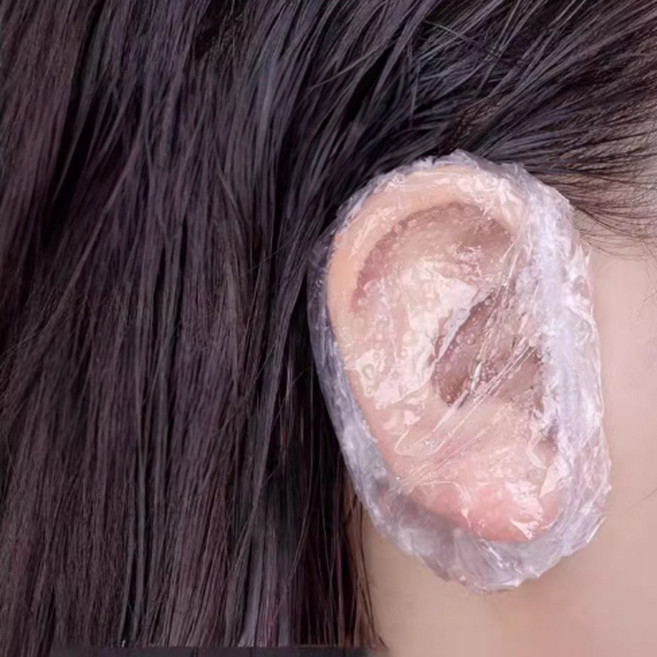 방수 귀마개 70P 목욕 비닐 헤어캡 샤워 미용실 투명 샴푸 이어 염색 방수, 70개