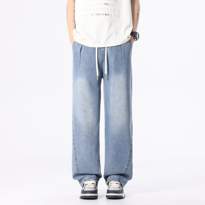 하울맨 남성 빅사이즈 텐셀 커브드 데님 밴딩 팬츠