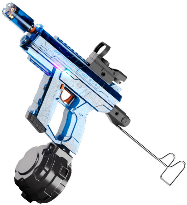 升級版未來野鷹水彈槍，可拆卸槍托，大容量水彈鼓，閃光冒煙, 鑽石藍, 1個