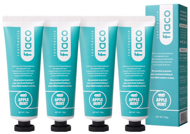 플라코 애플민트 치약 100gx4개/악마의치약 구취제거, 100g, 4개