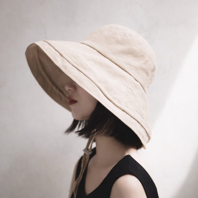 누비즈 챙넓은 턱끈 벙거지모자 버킷햇