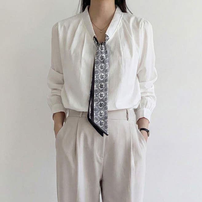 빅사이즈 여성 스카프 타이 블라우스 B174-8 스엘코 봄가을